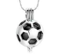 ZEZILE Cremazione Gioielli per Ceneri Memorial Urna Collana In Acciaio Inox Calcio Pendente Keepsake Ceneri Holder