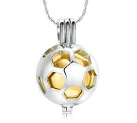ZEZILE Cremazione Gioielli per Ceneri Memorial Urna Collana In Acciaio Inox Calcio Pendente Keepsake Ceneri Holder