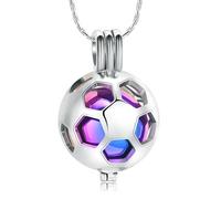 ZEZILE Cremazione Gioielli per Ceneri Memorial Urna Collana In Acciaio Inox Calcio Pendente Keepsake Ceneri Holder