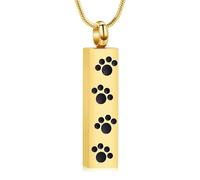 ZEZILE Cremazione Gioielli Rettangolo Urna Collana per Ceneri Paw Print Keepsake Memorial Gioielli per Pet In Acciaio Inox Ceneri Pendente
