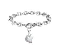 ZEZILE Cremazione Urna Bracciale per Ceneri In Acciaio Inox Amore Cuore Intarsiato Ciondolo di Cristallo Keepsake Memorial Mano Catena