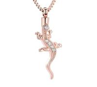 ZEZILE Cremazione Urna Collana Lucertola Pendente Gioielli per Ceneri In Acciaio Inox Keepaske Gioielli Cristallo Memoial Collana per Donne Uomini
