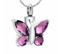 ZEZILE Cristallo farfalla ciondolo collana cremazione urna viola/blu/rosso/verde/rosa colore memoriale gioielli resti Keepsake