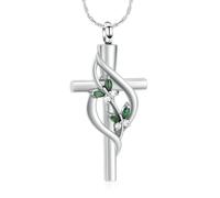 ZEZILE Croce Cremazione Gioielli Urna Collana per Ceneri in Acciaio Inox Cristallo Farfalla Memorial Pendente Keepsake Regalo per Le Donne