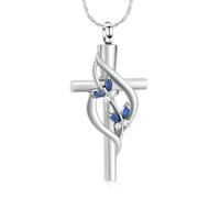 ZEZILE Croce Cremazione Gioielli Urna Collana per Ceneri in Acciaio Inox Cristallo Farfalla Memorial Pendente Keepsake Regalo per Le Donne