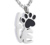 ZEZILE Croce in acciaio inossidabile d'acciaio con impronta di cane con collana da cremazione e gioiellino da ricordo per cenere