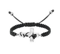 ZEZILE Croce Urna Bracciale per Ceneri Rose Flower Cremation Keepsake Gioielli Regolabile Intrecciato Wristband Bangle Regalo per Donne Uomini