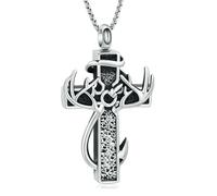 ZEZILE Croce Urna Collana per Ceneri Cremazione Gioielli In Acciaio Inox Ceneri Pendente per Le Donne Uomini Keepsake Memoriale per I Gioielli