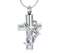 ZEZILE Croce Urna Collana per Ceneri Cristallo Farfalla Pendente Cremazione Gioielli Keepsake Animali Umani Regalo Commemorativo per Le Donne Ragazze
