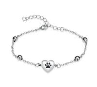ZEZILE Cuore Cremazione Gioielli Paw Print Urna Bracciale per Ceneri In Acciaio Inox Keepsake Regolabile Bracciale Commemorativo per Uomo Donna