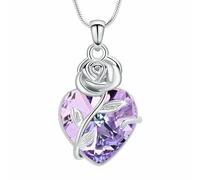 ZEZILE Cuore Cremazione Gioielli Rosafiore Urna Collana per Ceneri di Cristallo Ceneri Pendente per Donne Uomini Keepsake Memoriale per Gioielli