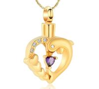 ZEZILE Delfino Cremazione Gioielli Cuore Cristallo Urna Collana per Cenere In Acciaio Inox Keepsake Memorial Cenere Pendente Gioielli per Donne Uomini