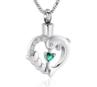 ZEZILE Delfino Cremazione Gioielli Cuore Cristallo Urna Collana per Cenere In Acciaio Inox Keepsake Memorial Cenere Pendente Gioielli per Donne Uomini