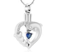 ZEZILE Delfino Cremazione Gioielli Cuore Cristallo Urna Collana per Cenere In Acciaio Inox Keepsake Memorial Cenere Pendente Gioielli per Donne Uomini