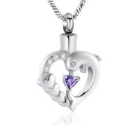 ZEZILE Delfino Cremazione Gioielli Cuore Cristallo Urna Collana per Cenere In Acciaio Inox Keepsake Memorial Cenere Pendente Gioielli per Donne Uomini