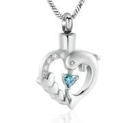 ZEZILE Delfino Cremazione Gioielli Cuore Cristallo Urna Collana per Cenere In Acciaio Inox Keepsake Memorial Cenere Pendente Gioielli per Donne Uomini