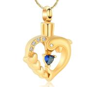 ZEZILE Delfino Cremazione Gioielli Cuore Cristallo Urna Collana per Cenere In Acciaio Inox Keepsake Memorial Cenere Pendente Gioielli per Donne Uomini