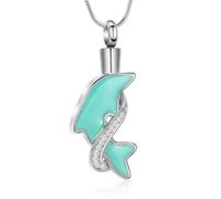 ZEZILE Delfino Cremazione Gioielli In Acciaio Inox Urna Collana per Ceneri per Donne Uomini Keepsake Memorial Human Pet Cenere Ciondolo Collana