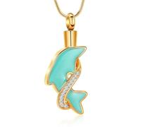 ZEZILE Delfino Cremazione Gioielli In Acciaio Inox Urna Collana per Ceneri per Donne Uomini Keepsake Memorial Human Pet Cenere Ciondolo Collana