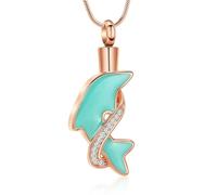 ZEZILE Delfino Cremazione Gioielli In Acciaio Inox Urna Collana per Ceneri per Donne Uomini Keepsake Memorial Human Pet Cenere Ciondolo Collana