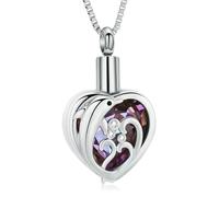 ZEZILE Delfino Urna Collana per Ceneri Cuore Cristallo Cremazione Gioielli In Acciaio Inox Ceneri Pendente per Le Donne Memorial Keepsake Gioielli