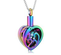 ZEZILE Delfino Urna Collana per Ceneri Cuore Cristallo Cremazione Gioielli In Acciaio Inox Ceneri Pendente per Le Donne Memorial Keepsake Gioielli