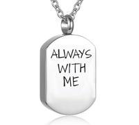 ZEZILE Dog Tag Cremation Necklace - Ciondolo urna commemorativa in acciaio inox per ceneri umane, Cremazione gioielli Keepsake
