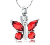 ZEZILE Farfalla Cremazione Gioielli Cristallo Urna Collana per Ceneri In Acciaio Inox Memorial Ceneri Umane Ciondolo Ricordo per Donne Uomini
