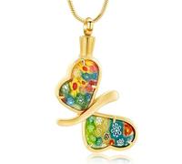 ZEZILE Farfalla di Murano vetro Multi colore fiore cremazione gioielli cenere ciondolo blu