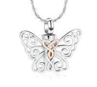 ZEZILE Farfalla Urna Collana per Ceneri Acciaio Inox Cremazione Gioielli Cavo Ceneri Pendente per le Donne Keepsake Memorial per I Gioielli