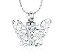 ZEZILE Farfalla Urna Collana per Ceneri Acciaio Inox Cremazione Gioielli Cavo Ceneri Pendente per le Donne Keepsake Memorial per I Gioielli
