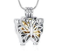 ZEZILE Farfalla Urna Collana per Ceneri per le Donne Cremazione Gioielli In Acciaio Inox Hollow Urna Medaglione Ciondolo Collana