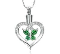ZEZILE Farfalla Urna Collane per le Donne Birthstone Cremazione Gioielli Urne Ciondolo per Ceneri Umane Memoriale Medaglione Ricordo