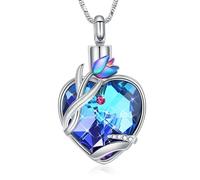 ZEZILE Fiore Amore Cuore Urna Collana per Ceneri per Le Donne Mamma Memorial Ceneri Keepsake Cremazione Gioielli