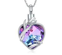 ZEZILE Fiore Amore Cuore Urna Collana per Ceneri per Le Donne Mamma Memorial Ceneri Keepsake Cremazione Gioielli