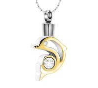 ZEZILE Forma di delfino con collana urna di cristallo per ceneri ciondolo ricordo gioielli cremazione commemorativa collana ceneri medaglione
