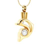 ZEZILE Forma di delfino con collana urna di cristallo per ceneri ciondolo ricordo gioielli cremazione commemorativa collana ceneri medaglione