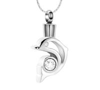ZEZILE Forma di delfino con collana urna di cristallo per ceneri ciondolo ricordo gioielli cremazione commemorativa collana ceneri medaglione