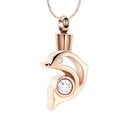 ZEZILE Forma di delfino con collana urna di cristallo per ceneri ciondolo ricordo gioielli cremazione commemorativa collana ceneri medaglione