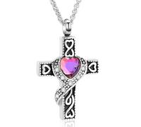 ZEZILE Gioielli di cremazione Croce Urna Collane per Ceneri per Le Donne per Gli Uomini Memorial Keepsake Urna Pendente con Cristallo A Forma Di Cuore
