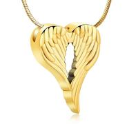 ZEZILE Gioielli di cremazione del cuore Ali d'angelo Urna Collana per ceneri Ciondolo ceneri in acciaio inossidabile per donne uomini Keepsake Memorial Jewelry