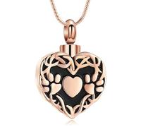 ZEZILE Gioielli di cremazione per animali domestici Paw Print Heart Urn Ashes Collana per Cane/Gatto Ceneri Keepsake Memorial Jewelry