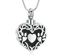 ZEZILE Gioielli di cremazione per animali domestici Paw Print Heart Urn Ashes Collana per Cane/Gatto Ceneri Keepsake Memorial Jewelry