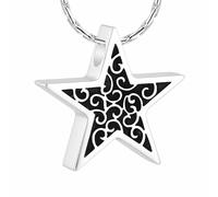 ZEZILE Gioielli di cremazione per ceneri - Collana di urne commemorative a forma di stella Regalo ciondolo ricordo in acciaio inossidabile per donne uomini