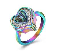 ZEZILE Gioielli di cremazione per ceneri Cuore con ali d'angelo Urna Anello Anello da dito Ricordi per le donne