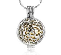 ZEZILE Gioielli di cremazione per ceneri - Hollow Pattern Ciondolo Memorial Collana Interno in acciaio inox sferico Jar Urna Keepsake