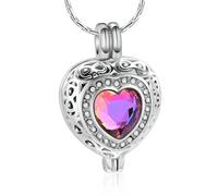 ZEZILE Gioielli di cremazione per ceneri per le donne - Collana di cristallo a cuore con cilindro Urna Keepsake Birthstone Memorial Pendant