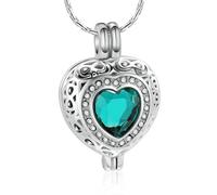 ZEZILE Gioielli di cremazione per ceneri per le donne - Collana di cristallo a cuore con cilindro Urna Keepsake Birthstone Memorial Pendant