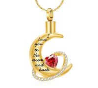 ZEZILE Gioielli di cremazione per le ceneri Ti amo fino alla luna e all'urna Collana Keepsake Birthstone Pendente Regali commemorativi per le donne