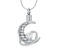 ZEZILE Gioielli di cremazione per le ceneri Ti amo fino alla luna e all'urna Collana Keepsake Birthstone Pendente Regali commemorativi per le donne